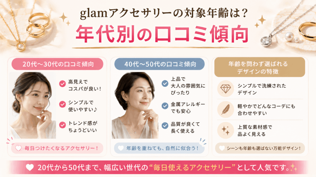 glamアクセサリーの対象年齢は?年代別の口コミ傾向