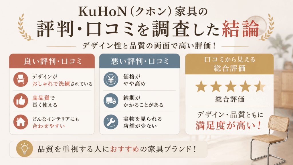 KuHoN(クホン)家具の評判・口コミを調査した結論