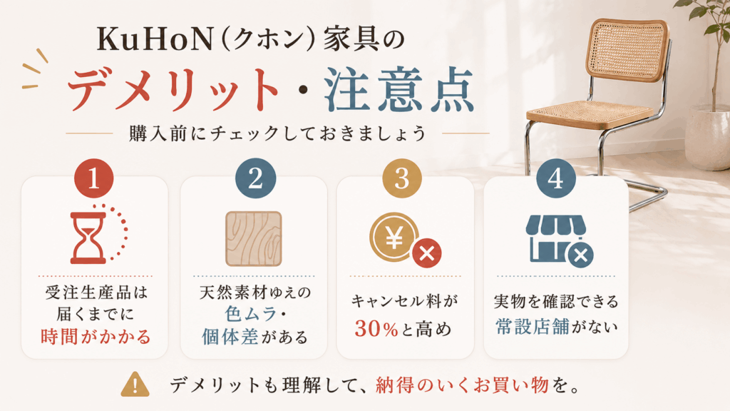 KuHoN(クホン)家具のデメリット・注意点
