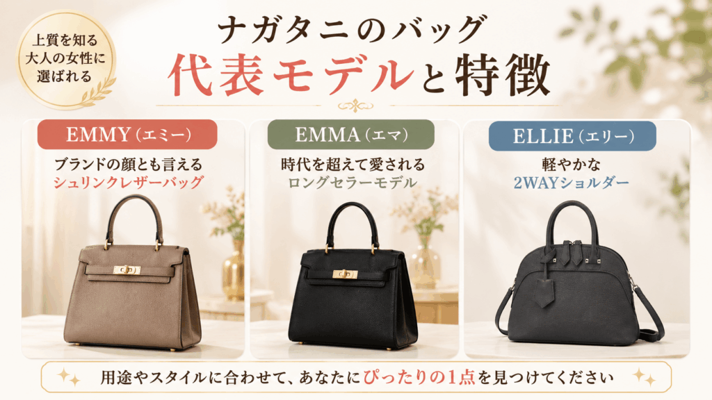 ナガタニのバッグの代表モデルと特徴
